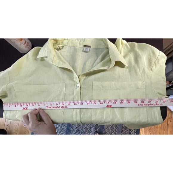 MAGASCHONI Butter Yellow Linen Button Down Shirt Size M Lagenlook Oversized - Picture 7 of 8